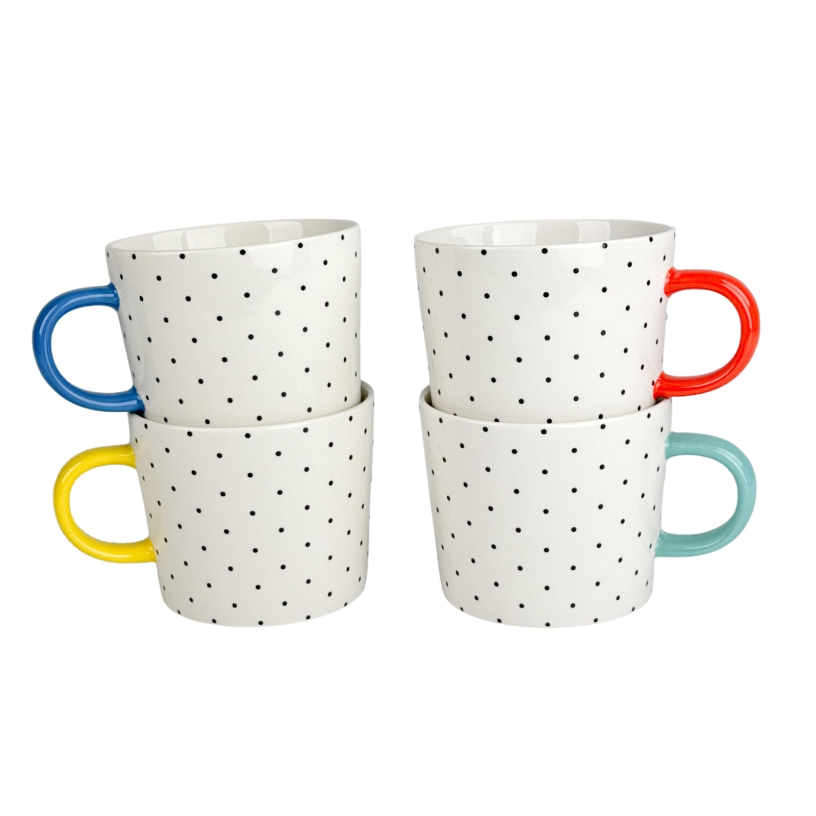 10 Strawberry Street Set of 4 Oogle Polka Dot Mug 13 fl oz, Assorted Bright C…