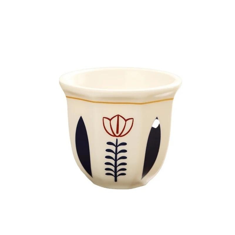 180ml/250ml Espresso Cups Art Flower Pattern Anti-scald Latte Coffee Mugs Hand H
