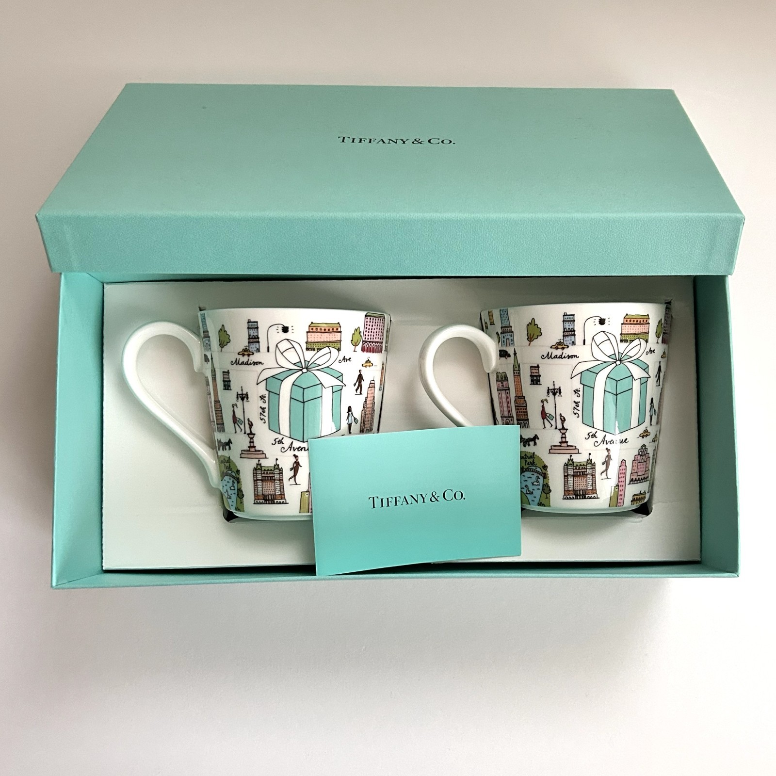 Tiffany & Co. China Mug Cup 5th Avenue Bone 2pcs with gift box