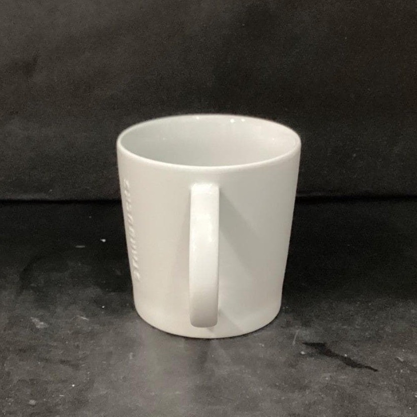 Starbucks White Embossed Letters Coffee Cup, Neutral Raised Design Drinkware