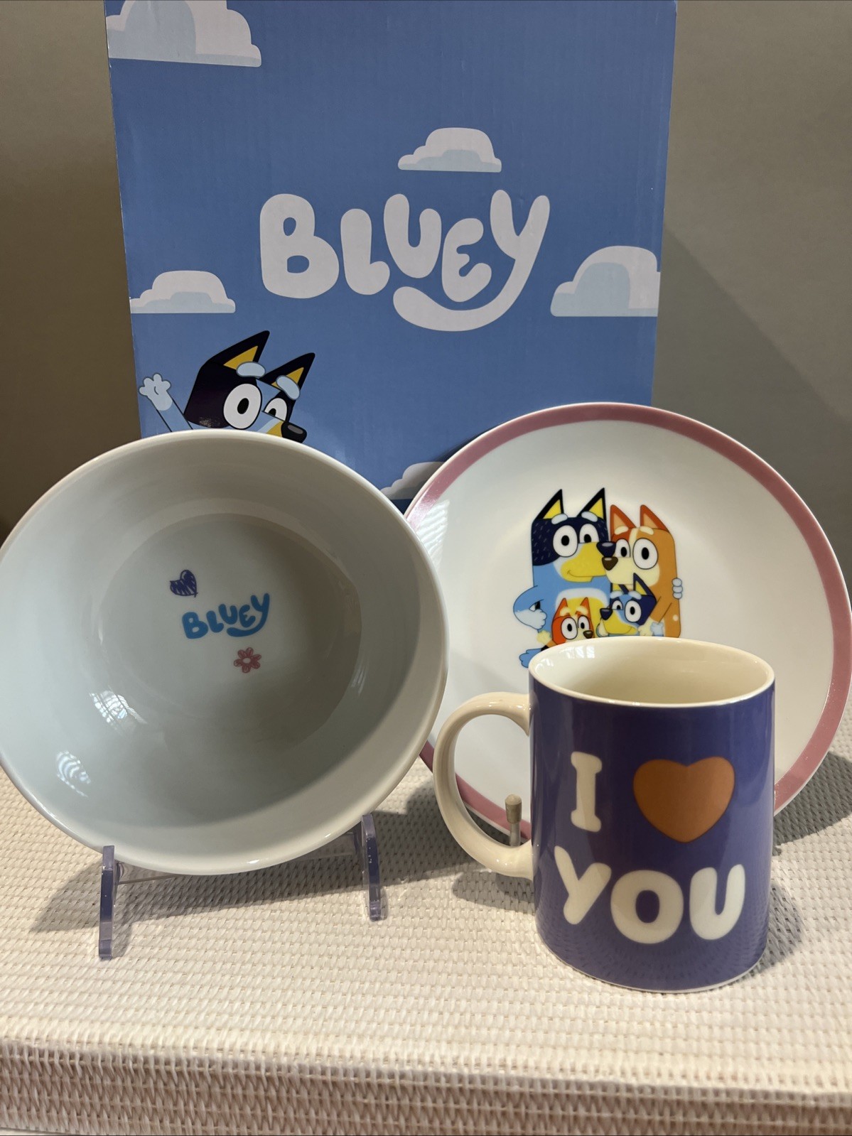 3 Piece Ceramic BLUEY Character Breakfast Gift Set Pack