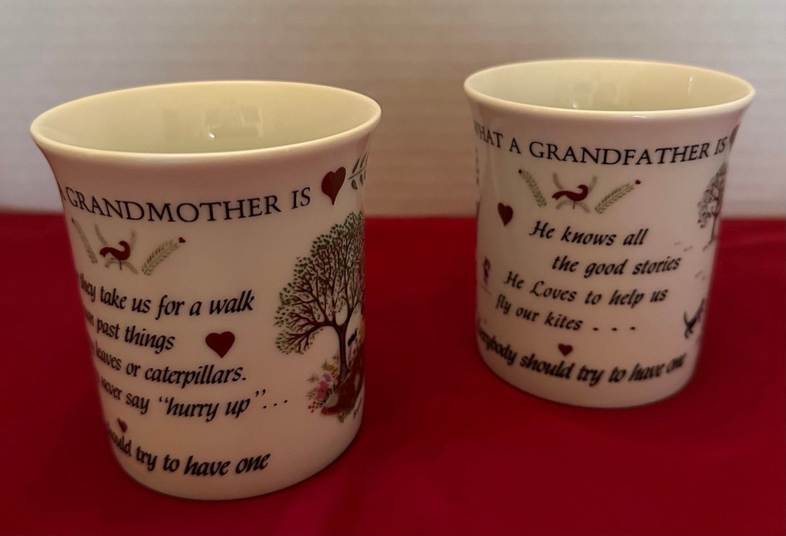 Two piece set of “What a Grandmother Is/What a Grandfather Is” Porcelain Mugs