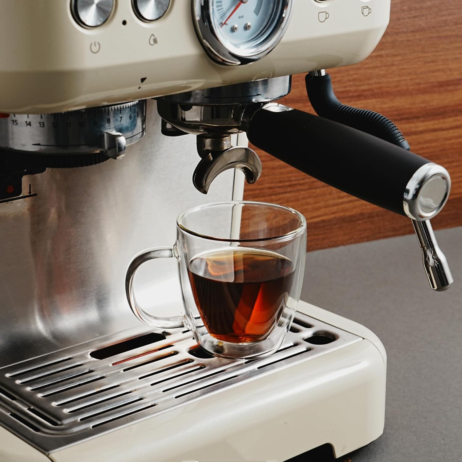 Insulated Espresso Glass Mugs 5.4oz/160ml, Small Clear Coffee Mugs Set of 2,
