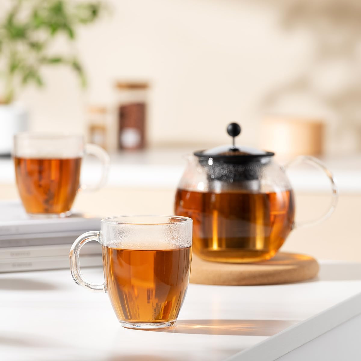 12Oz Bistro Coffee Mug Single-Wall Tempered Glass, 2 Pack, Clear