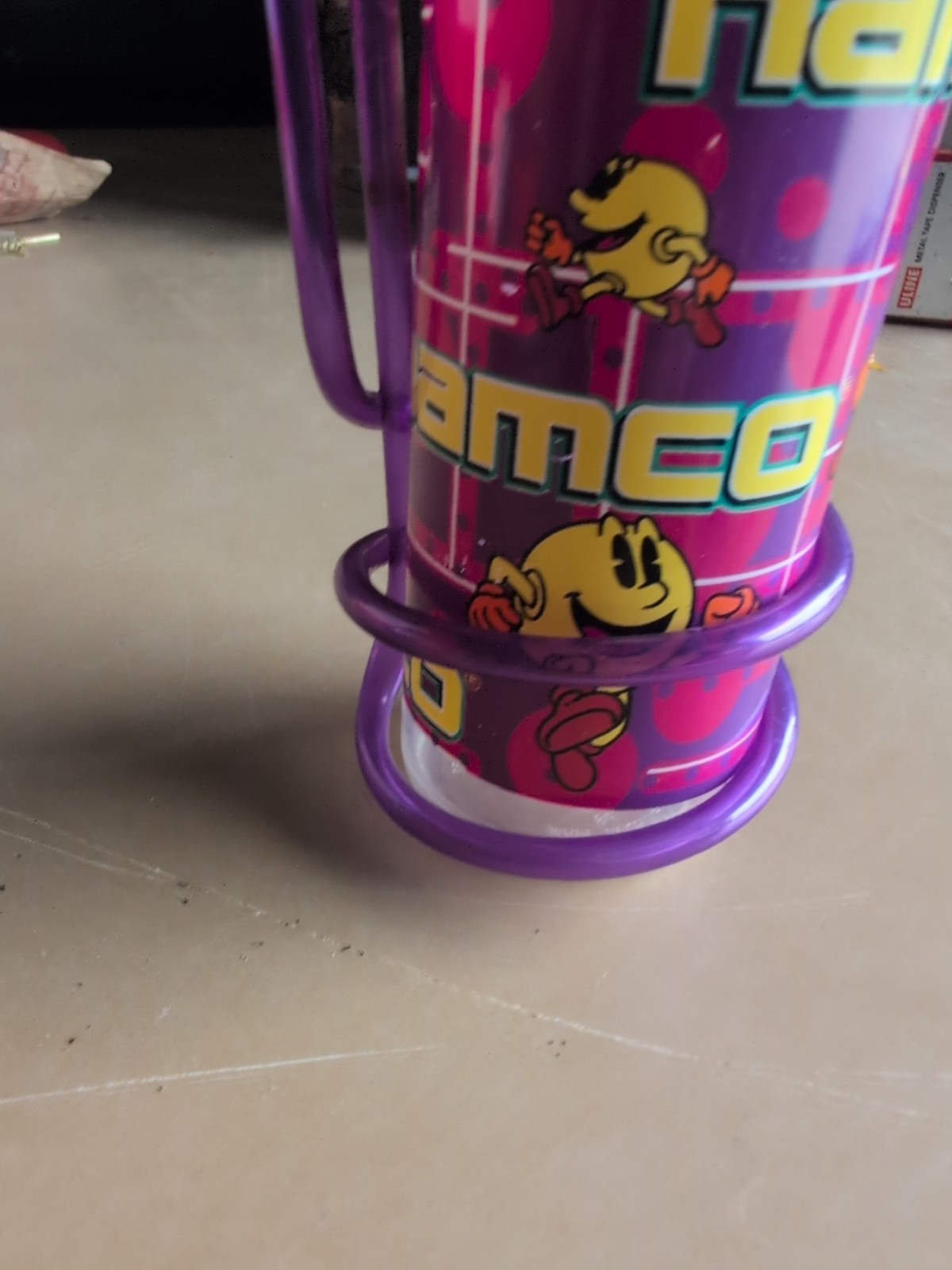 Vintage Pac Man Namco Drinking Cup With Crazy Straw Excellent Condition RARE CUP