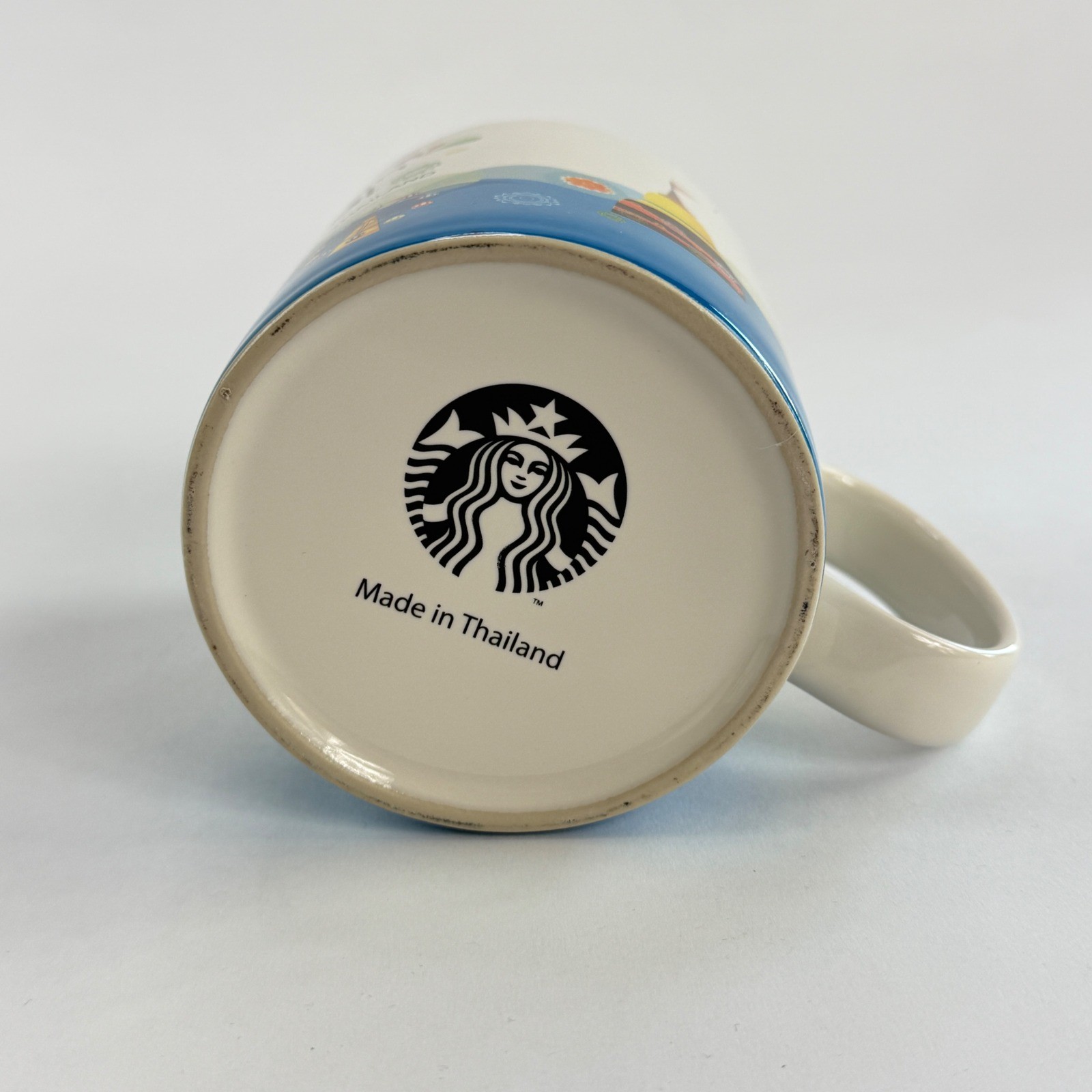 Starbucks Thailand Songkran Festival Coffee Mug White Blue Ceramic Souvenir