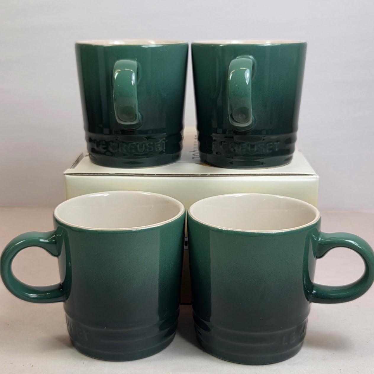 Le Creuset ARTICHAUT Set of 4 Mini Espresso 3.5 fl oz Mugs 100ml Cups New in Box