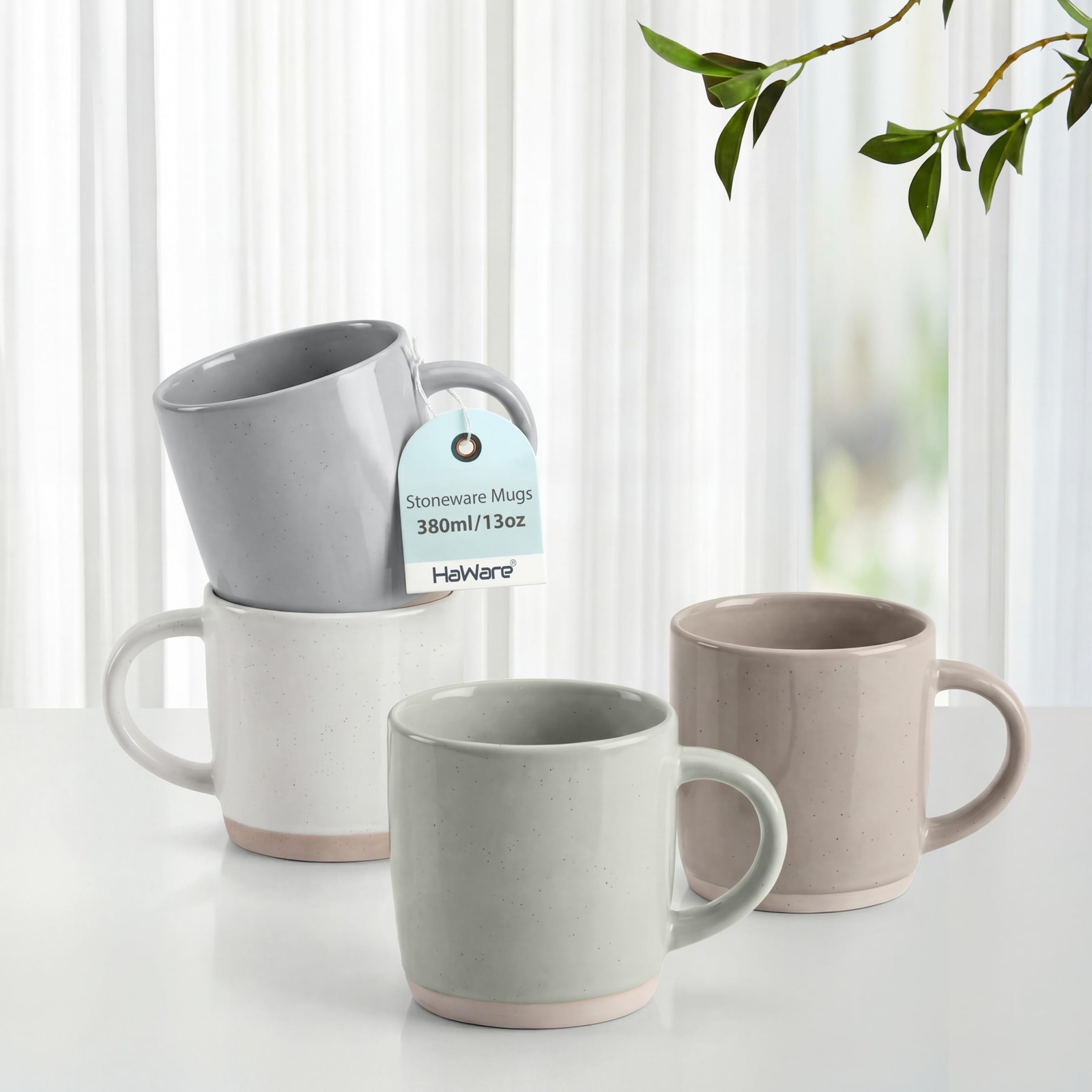 13OZ Coffee Mugs Set of 4, Stoneware Coffee Cups, Ceramic Latte Mug for Man, …