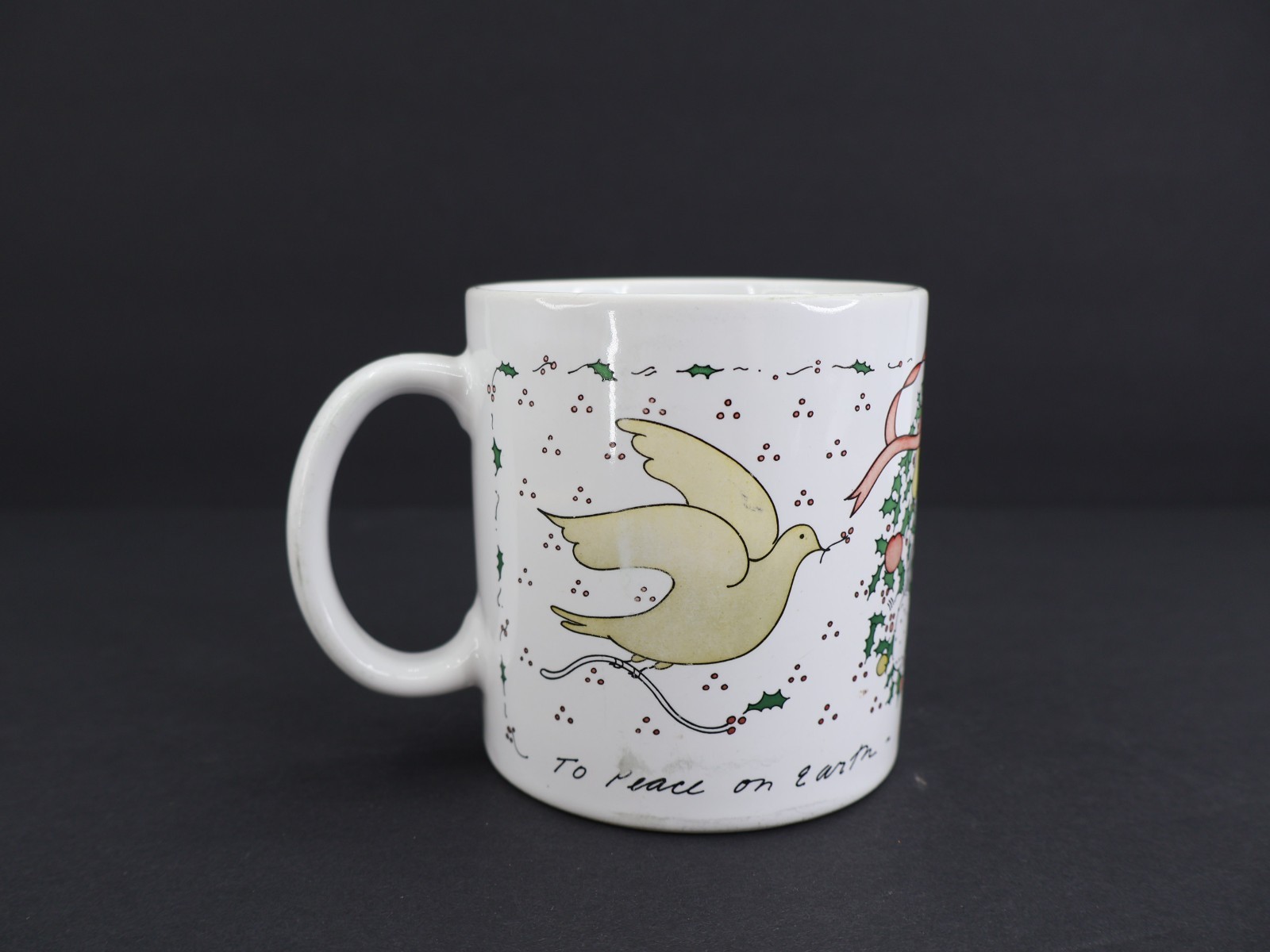 VTG 1980 Taylor & NG San Francisco Christmas Wreath Doves Tea Coffee Mug Japan