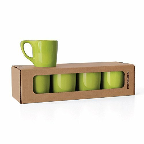 notNeutral LINO 10 oz Porcelain Coffee Cups | Set of 4 (Lotus Green)