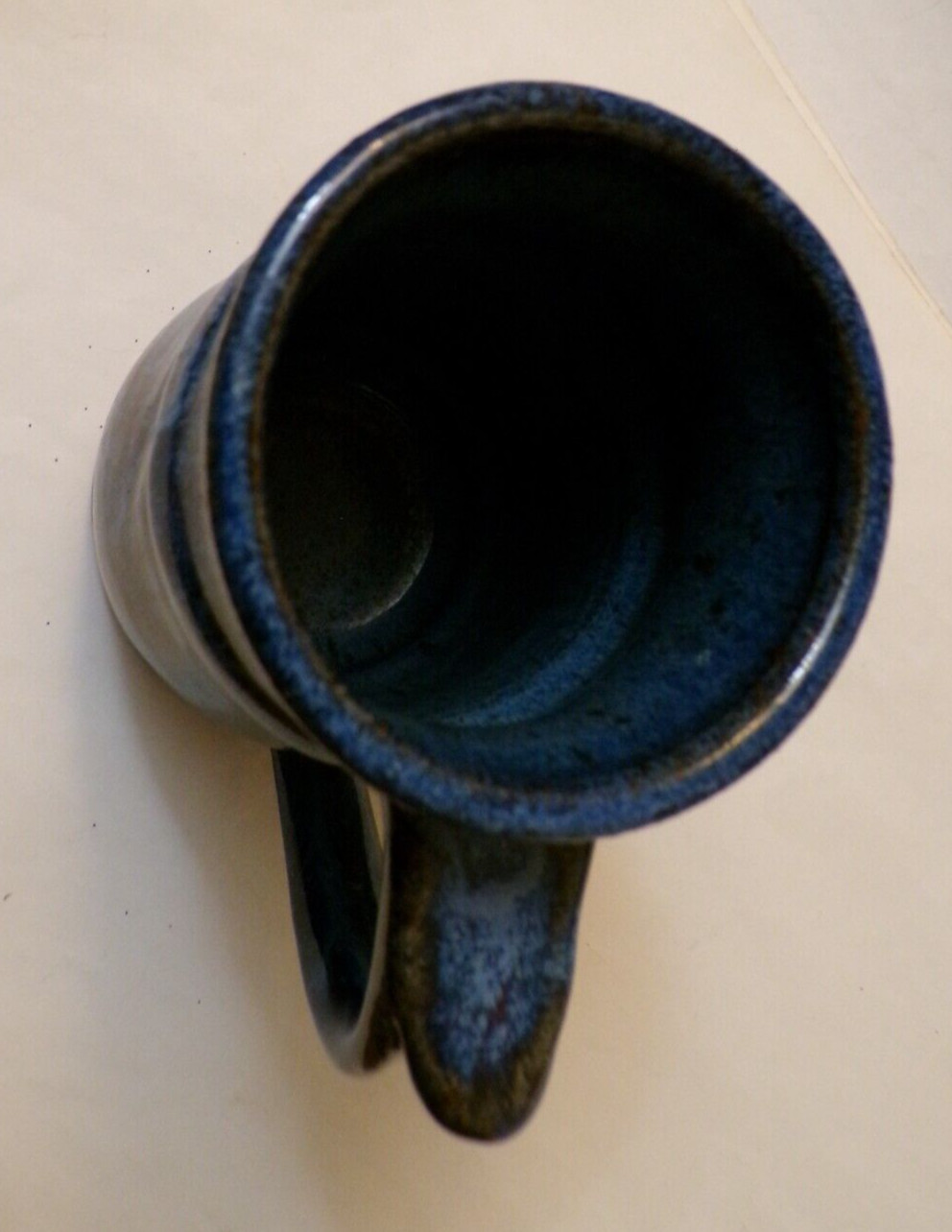 Blue Stoneware Coffee Mug, Handmade, Hard Cork Bottom, Unknown Maker (RS-66)