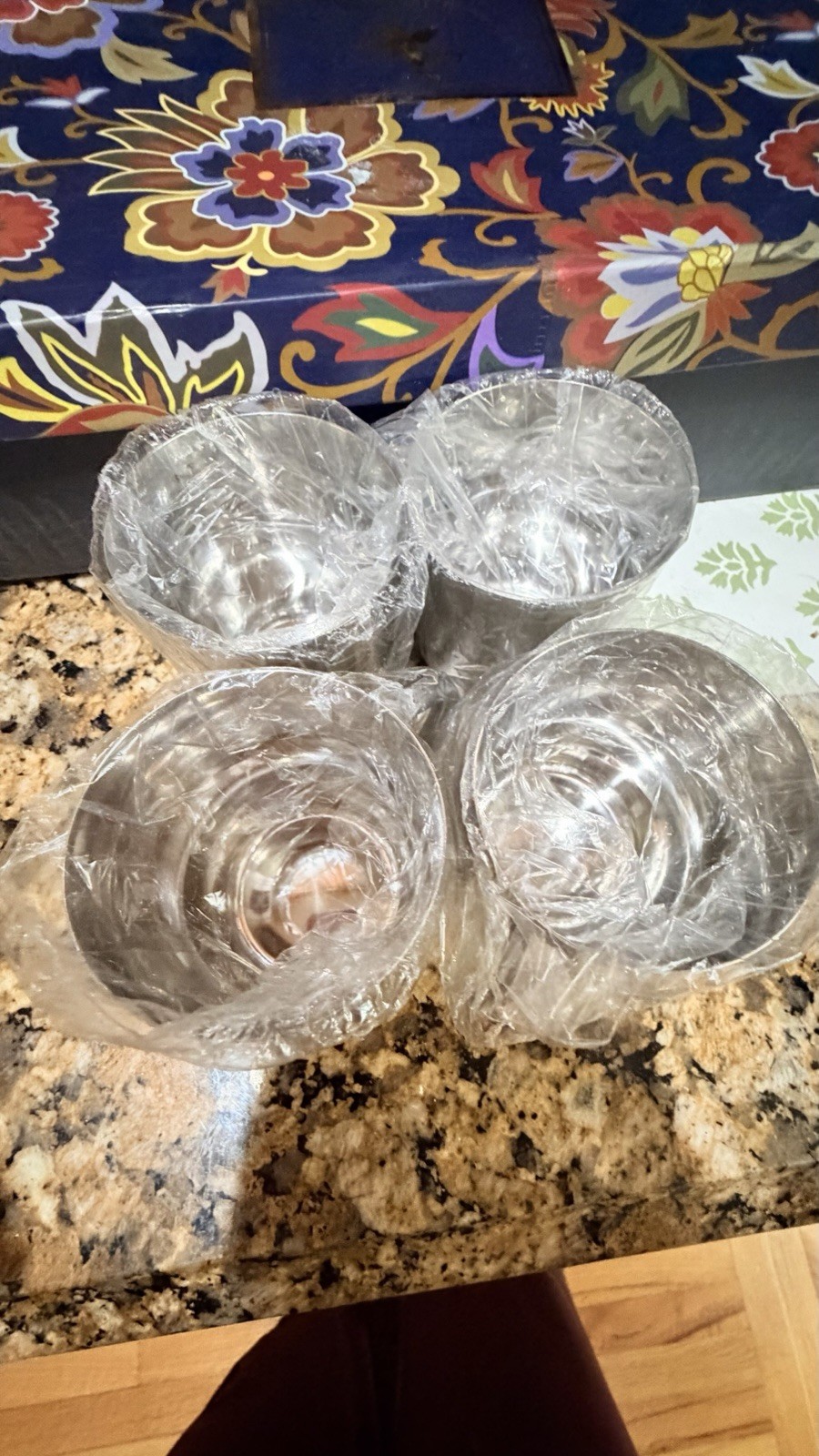 Stainless Steel Cups Set of 4 Cup Set With Handle Floral Design 160 ML New