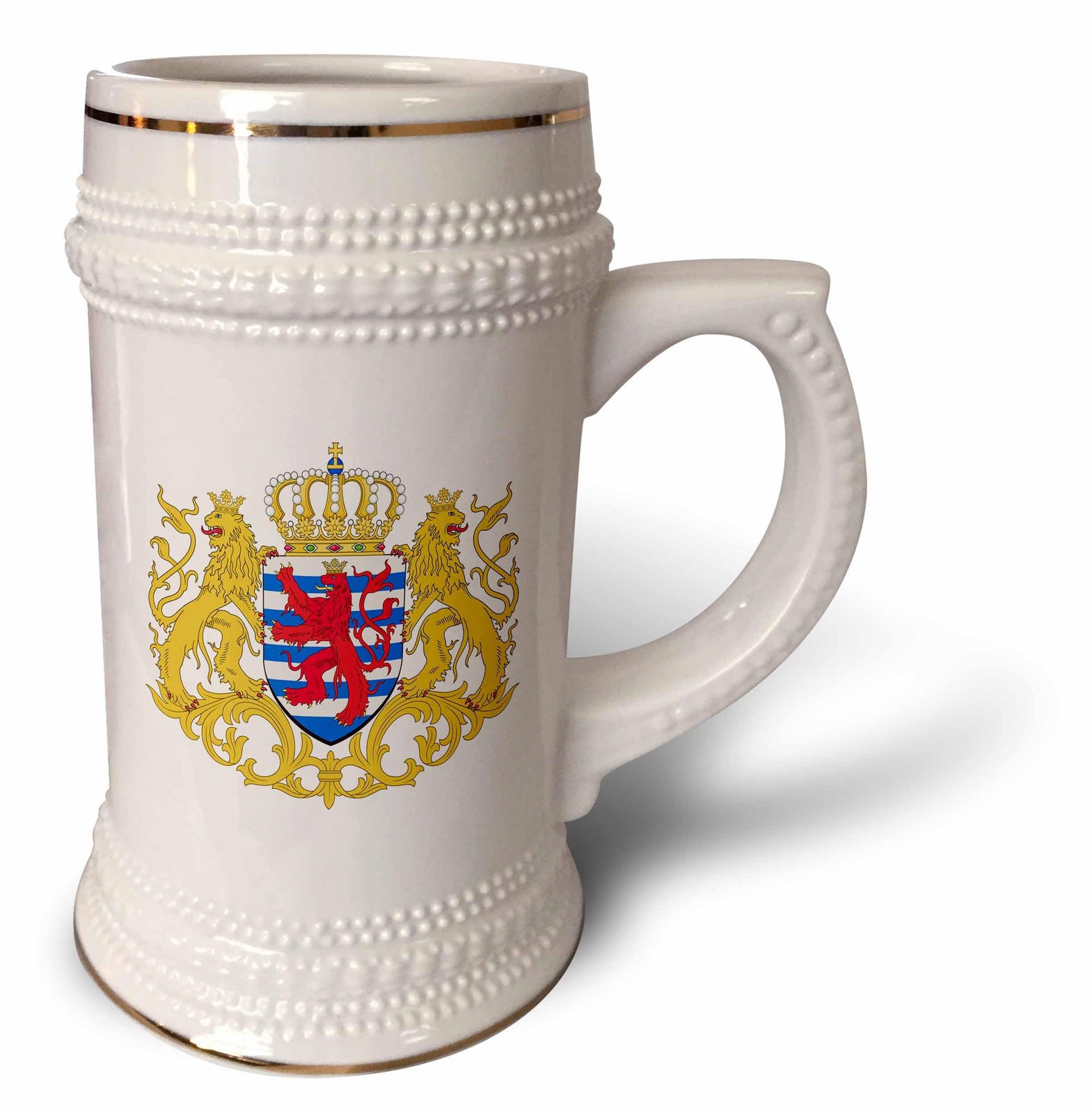 3dRose Luxembourg Coat of Arms – Stein Mug, 18oz , 22oz, White