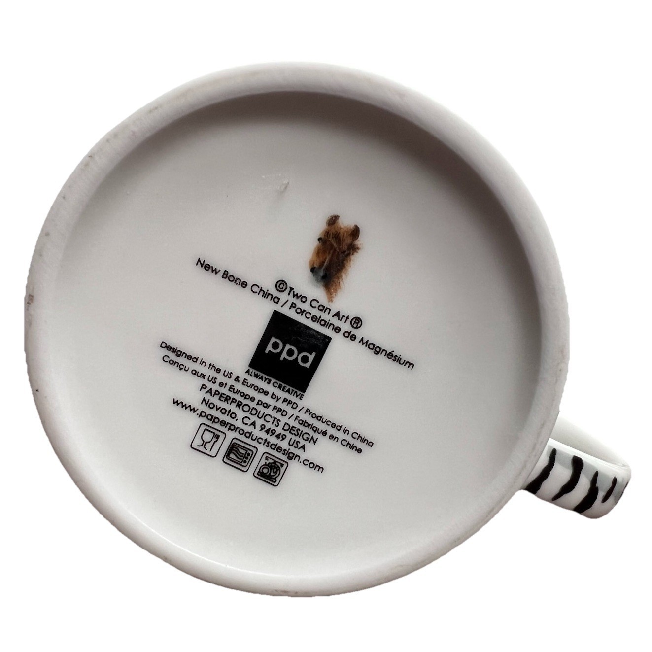 PPD Two Can Art Horse Birch Forest New Bone China Coffee Mug White Brown 3.5in