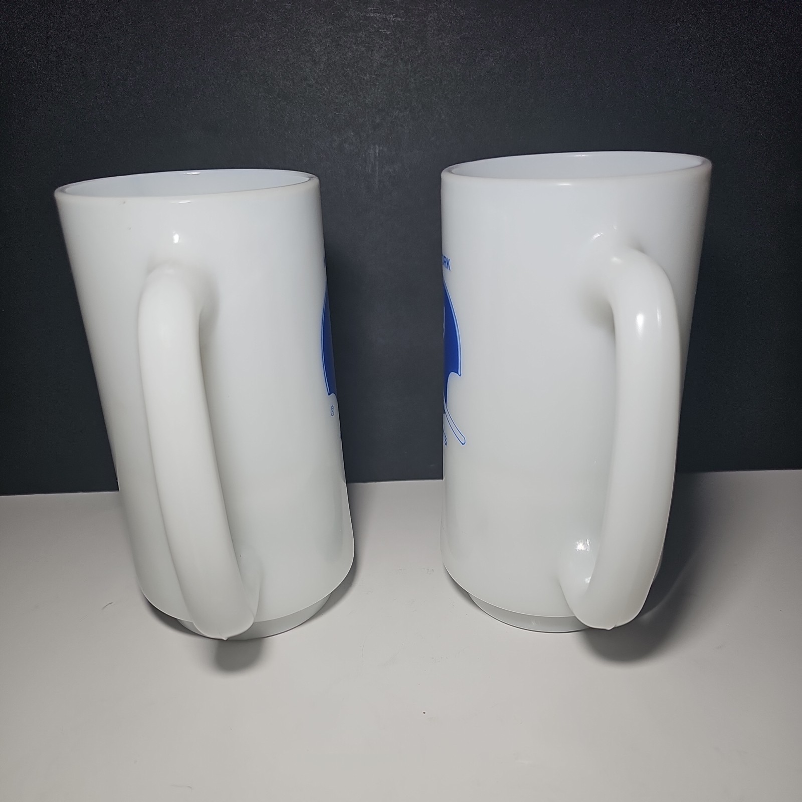 Vintage Giants Milk Glass beer stein mugs cup set 0f 2