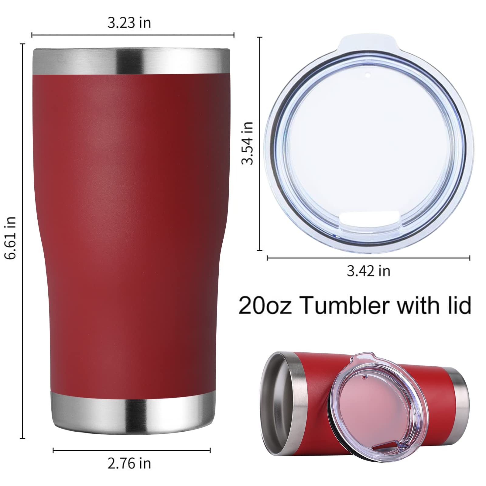 20oz Tumbler with Lid Stainless Steel Tumblers Bulk, Double Wall Vacuum Insul…
