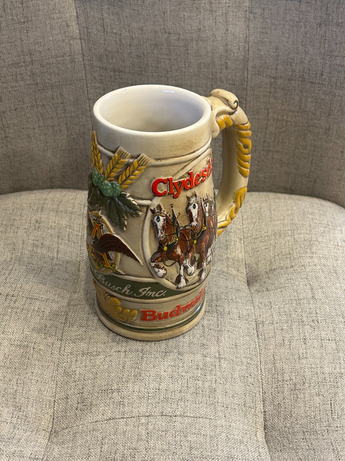 Vintage 1980s Budweiser Clydesdale Beer Stein Anheuser-Busch Brazil