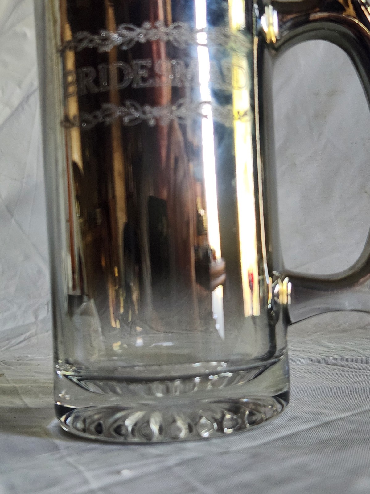 “Bridesmaid” Beer Mug Metallic Smoky Wrapped Glass Mug • Bridal Party