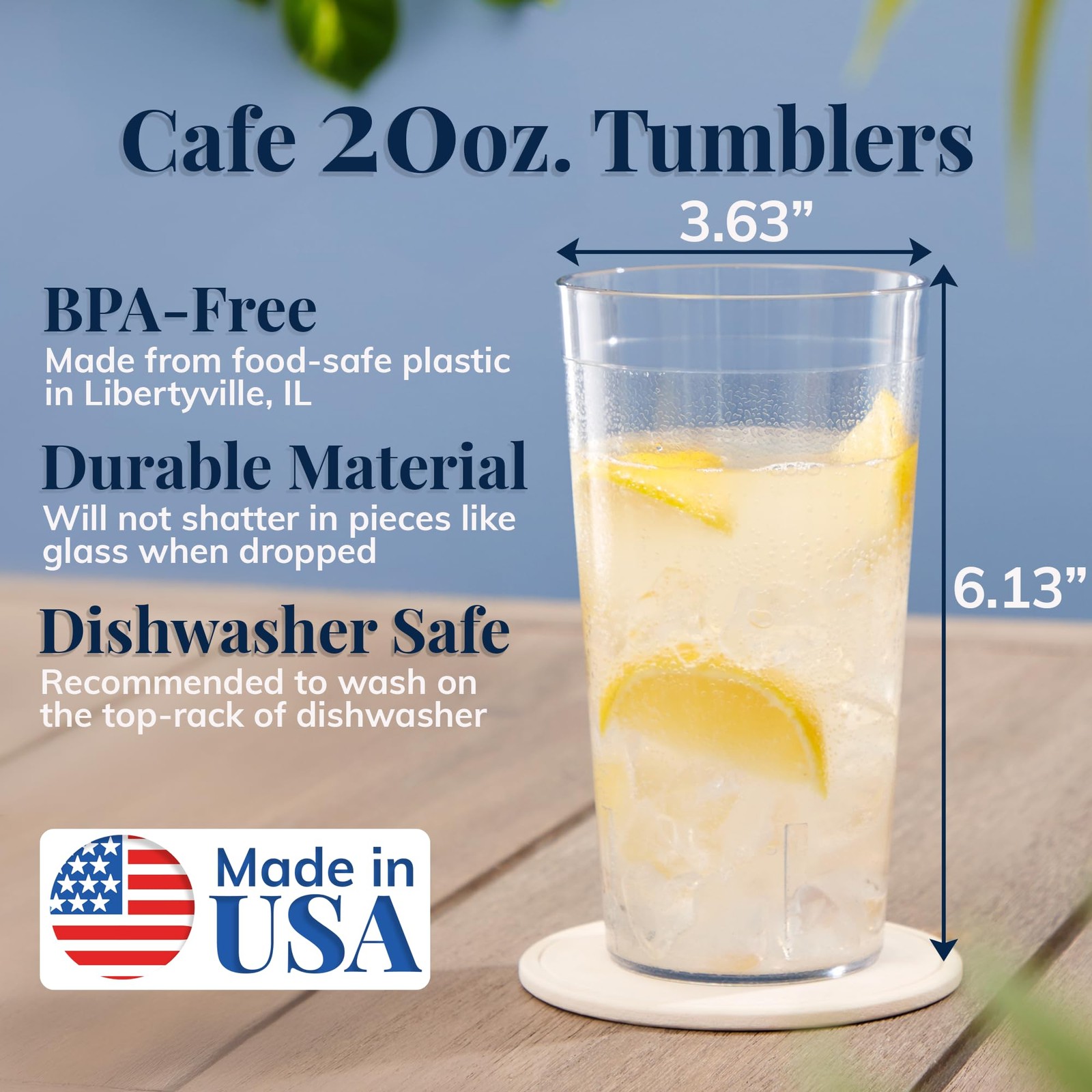 US Acrylic Cafe Plastic Reusable Tumblers (Set of 16) 20-ounce Water Cups in …