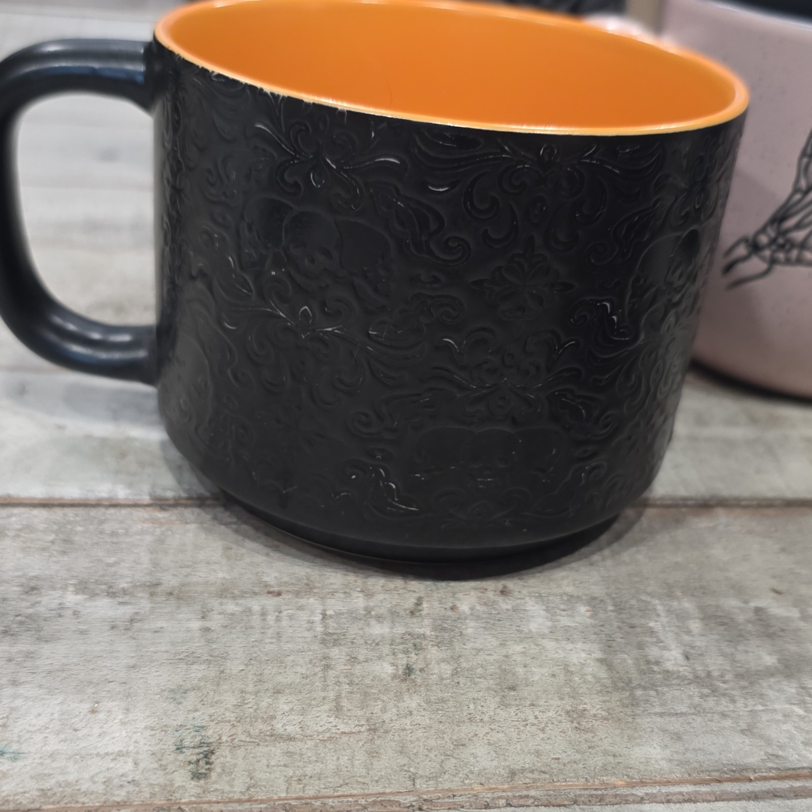 6pc Lot Of Gothic Skull Decorated Ceramic Mugs