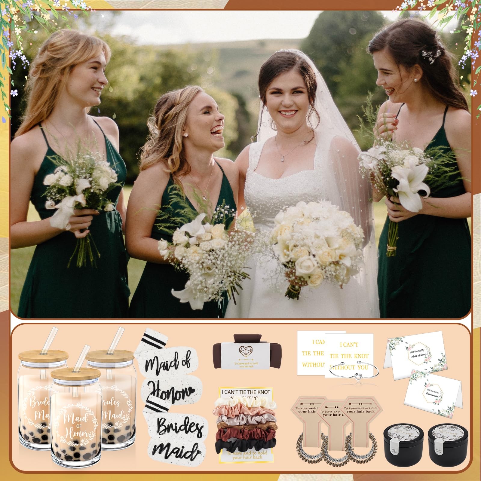 40Pcs Bridesmaid Proposal Box Gifts Set of 4 Will You Be My Maid of Honor Pro…