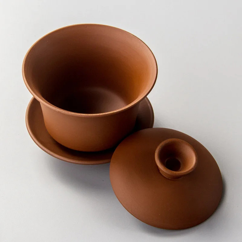 Chinese Gaiwan Tea Set 160ml Purple Clay Ceramic Traditional Teaware with Lid