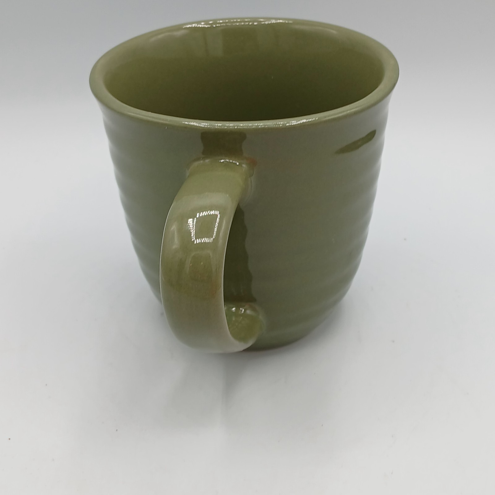Home Trends Sage Green Ribbed Coffee Mug 12 oz Stoneware