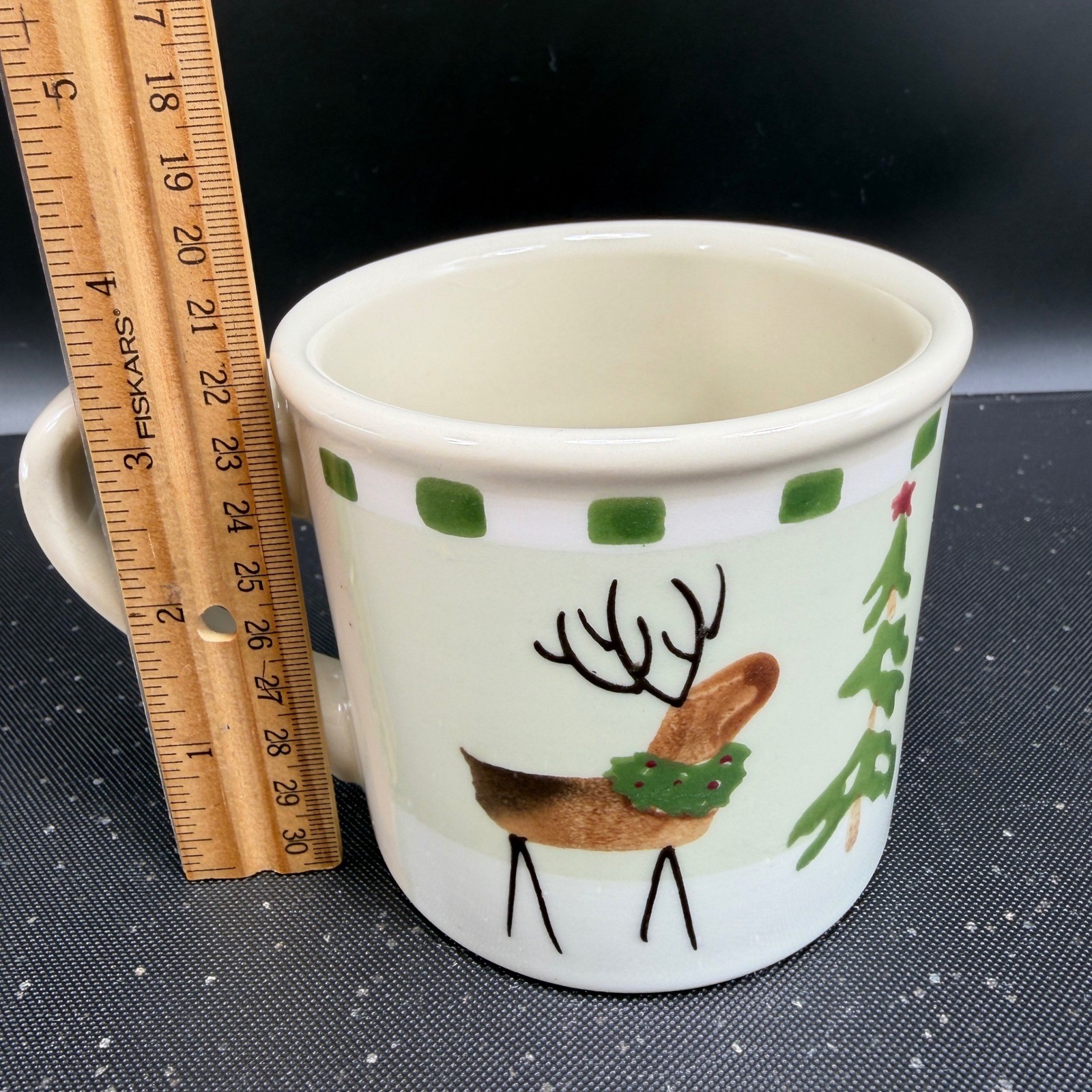 Hartstone Pottery Reindeer Christmas Mug USA Stoneware Holiday Coffee Cup 3.5in