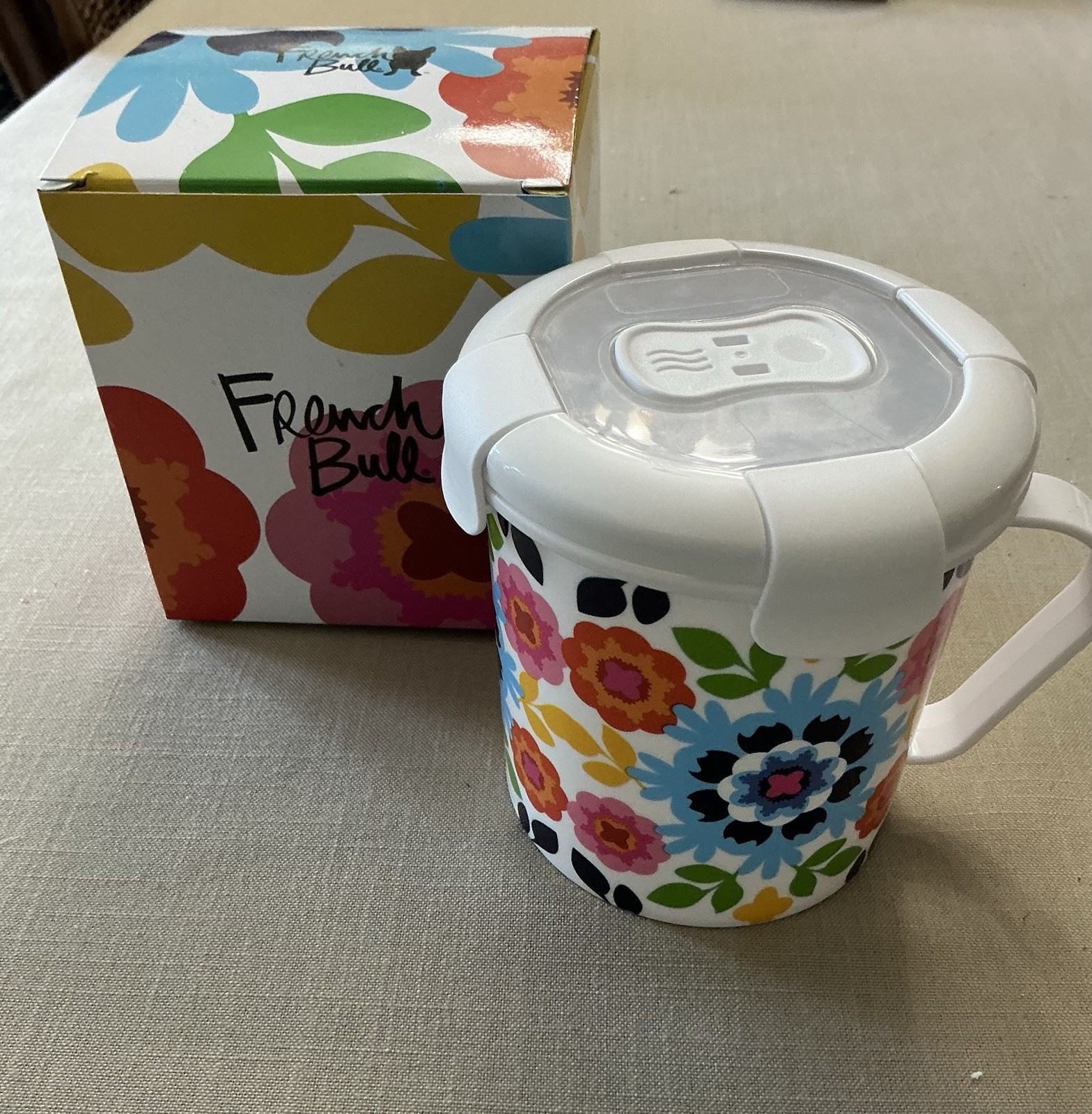 French Bull 23oz Soup Mug w/Handle Vented Lid Food Storage Leak Proof B21