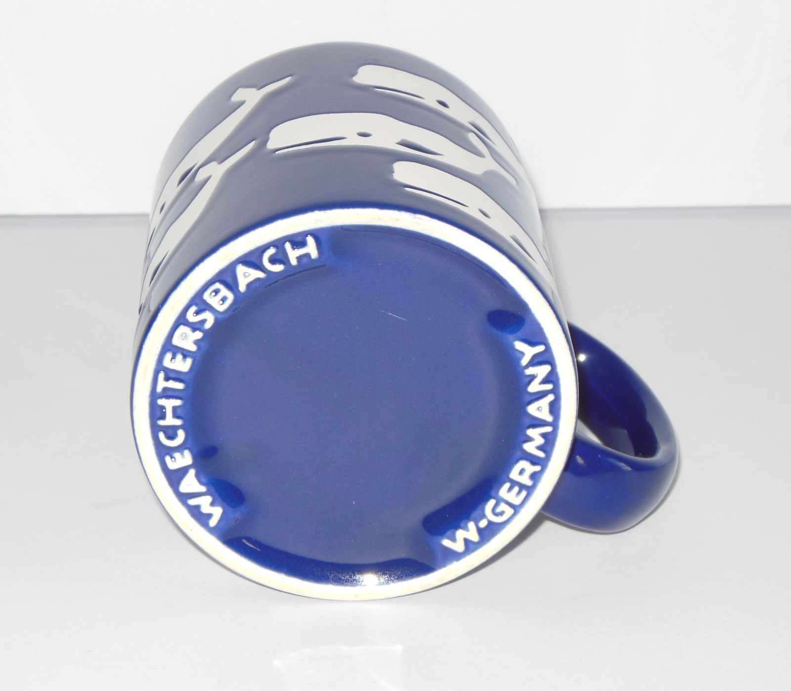 Waechtersbach W- Germany Coffee Mug Blue Sperm Whales Nautical 12 fl oz Vintage