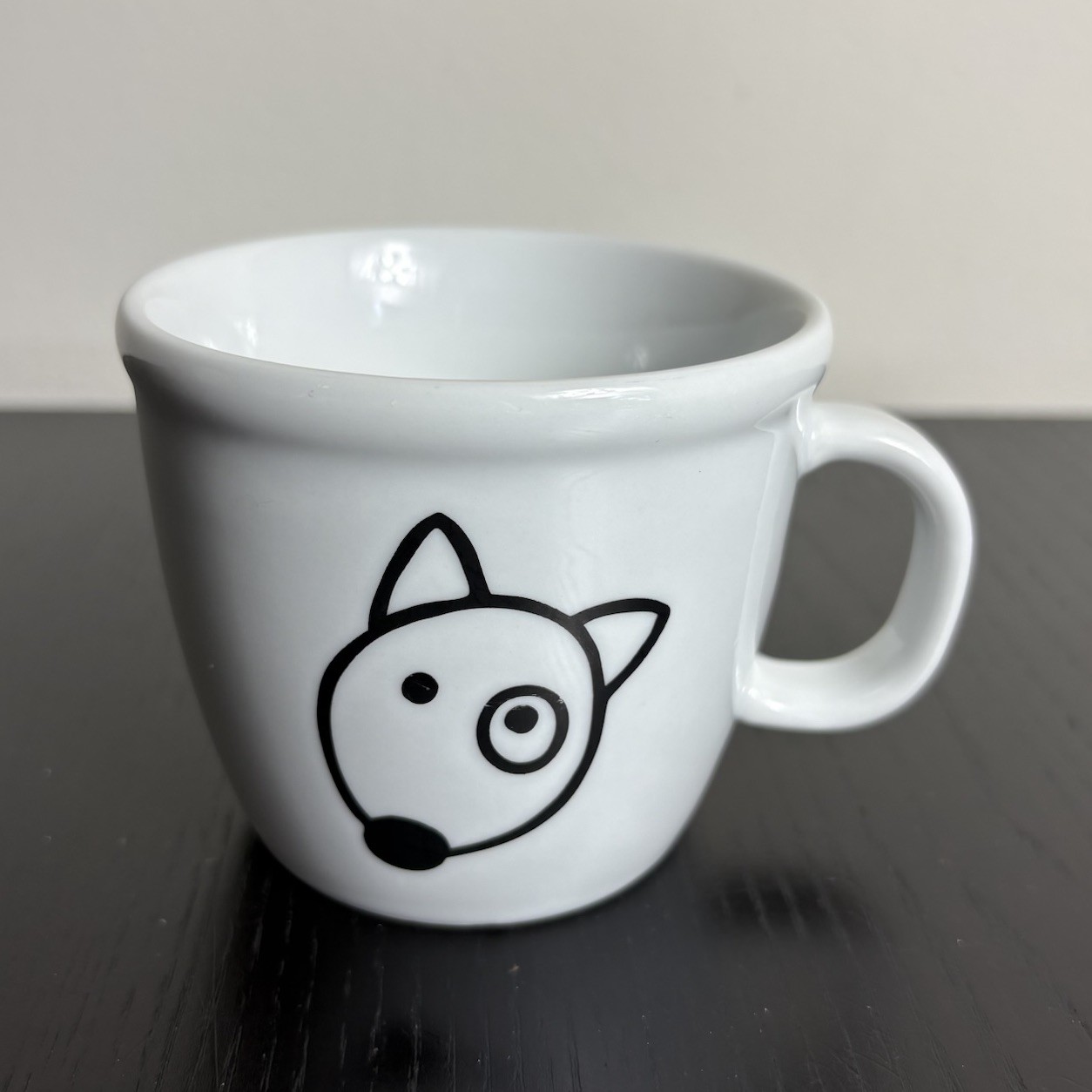 BODUM White Porcelain Small 3″ Coffee Mug with Black Dog