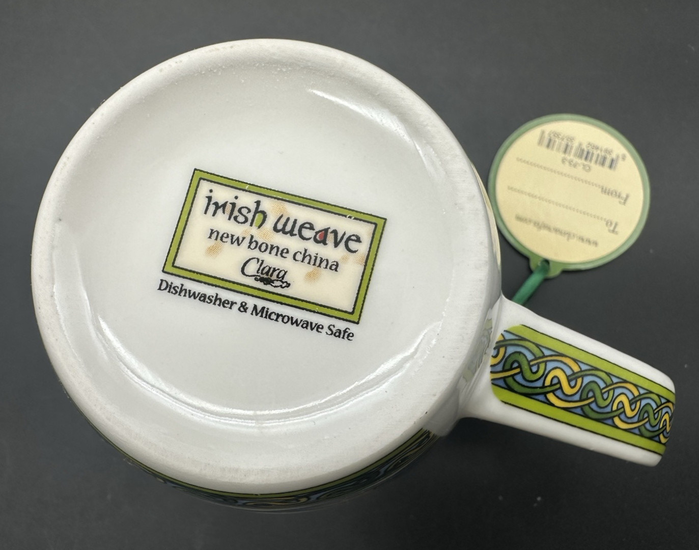 Irish Claddagh Ring Tea Coffee Mug Celtic Knot Design Bone China Round 13 fl oz