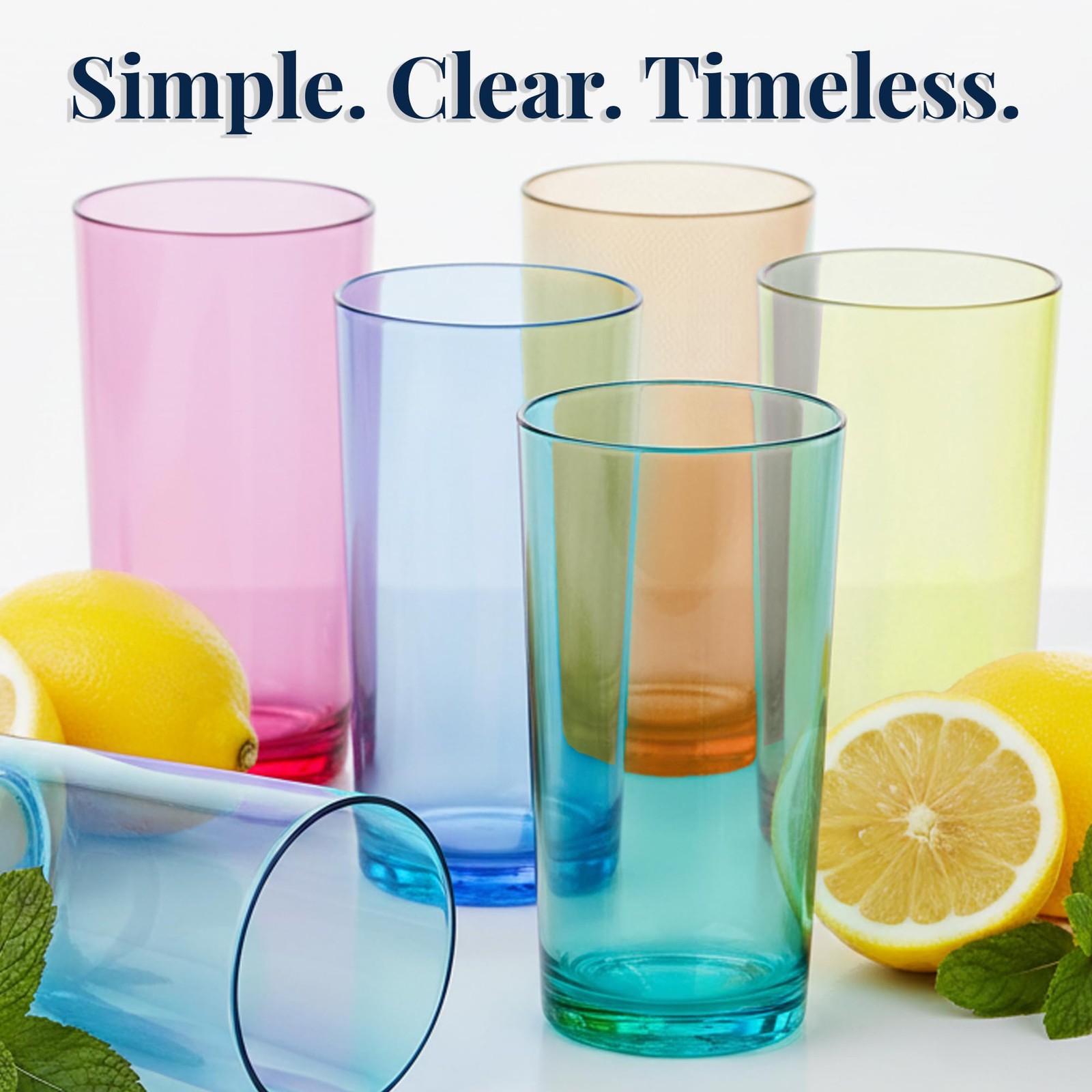 Classic Plastic Reusable Drinking Glasses (Set of 6) 24oz Iced Tea Cups Assor…