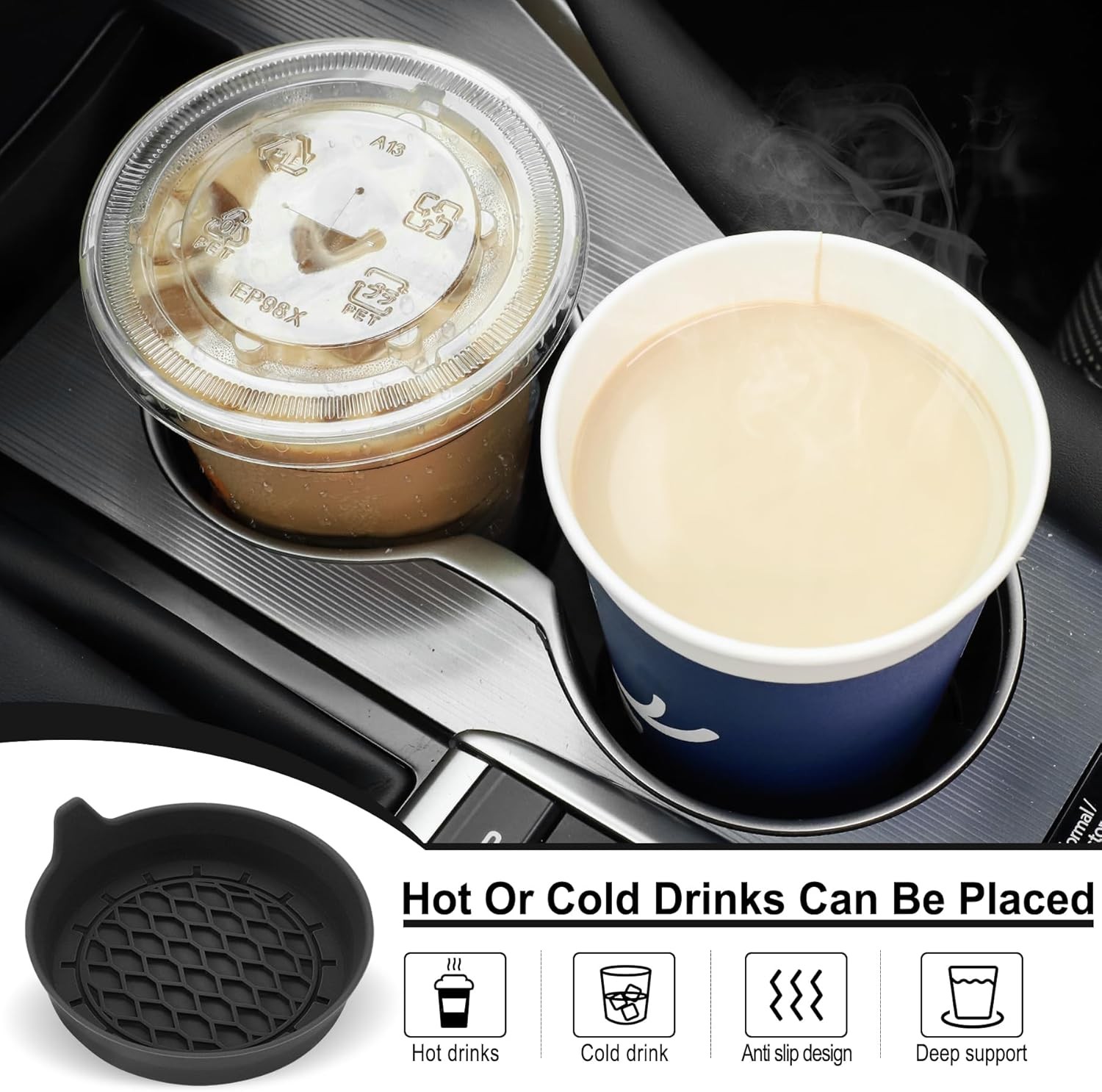 Car Cup Holder Coaster, Silicone Cup Holder Insert, Universal Non-Slip Cup Holde