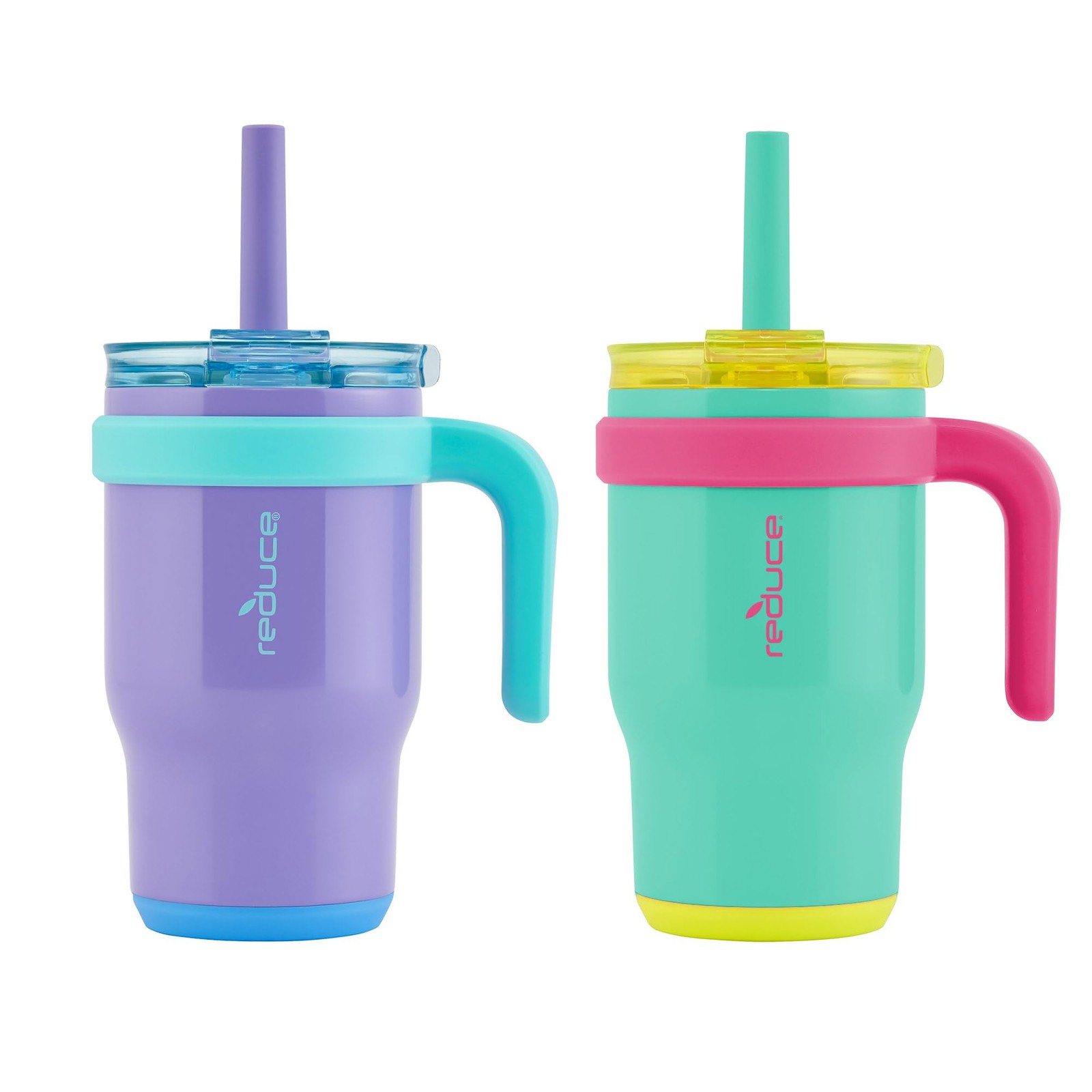 REDUCE 14 oz Coldee Kids Tumbler, 2 Pack, Leakproof, Purple and Teal