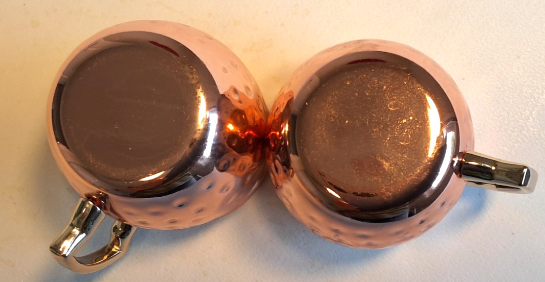 Set of 2 Mini Hammered Copper Moscow Mule Mugs 2 in Tall Brass Handles