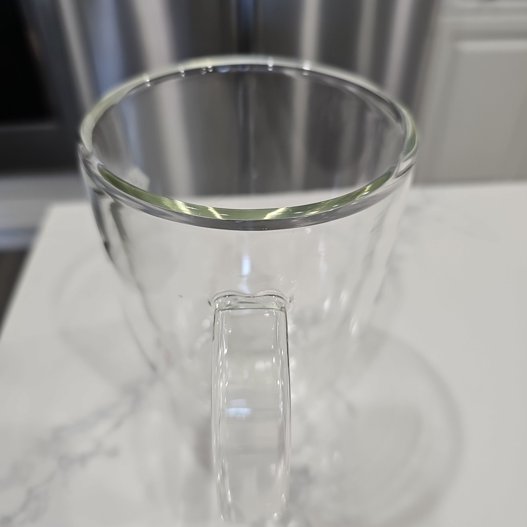Bodum BISTRO Coffee Mug Double-Wall Insulated Glass Mug 12oz. Mouth Blown. R+D
