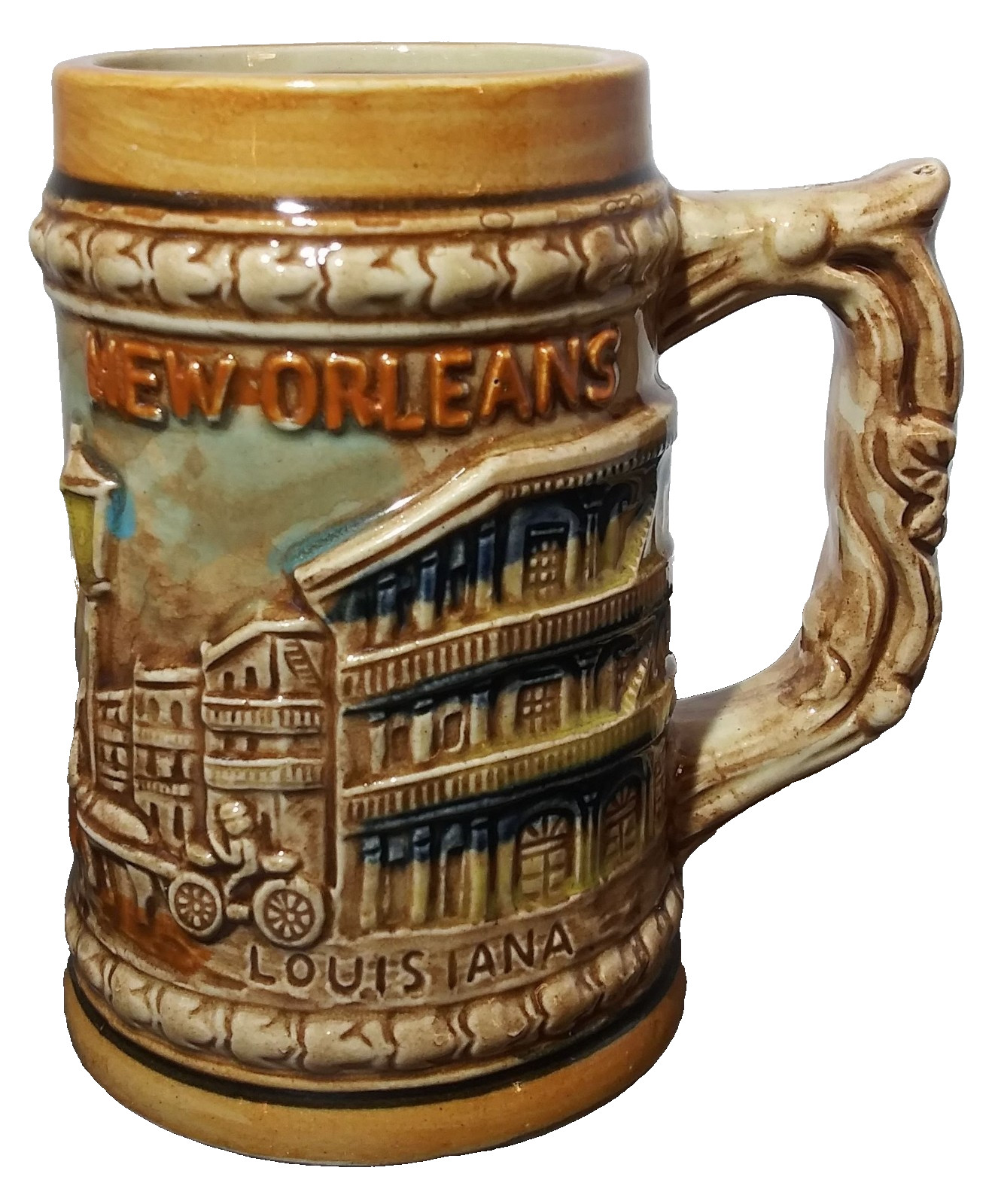 Vintage New Orleans Louisiana Souvenir Stein French Quarter Bourbon Street