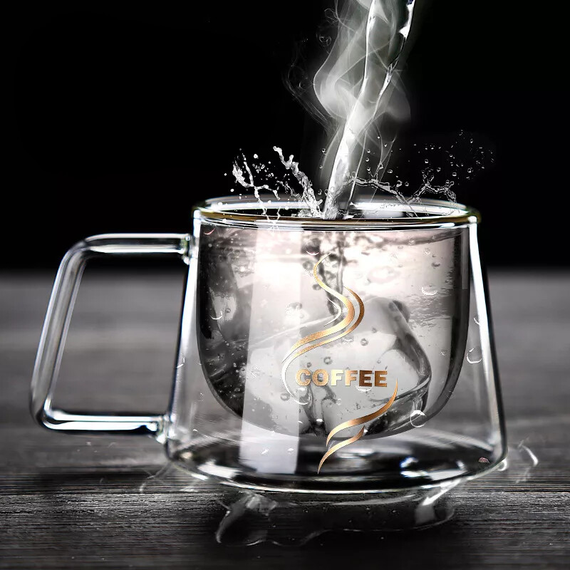 Professional Luxury Double Layered Coffee Cup Mug Borosilicate Glass Hot