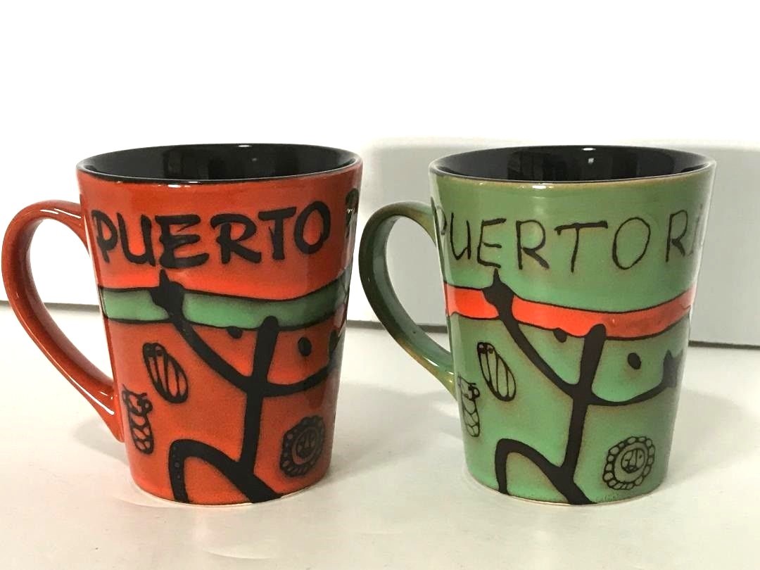 Puerto Rico Ceramic Coqui Taino Coffee Mugs Cups 12oz or 16oz Fine Souvenirs