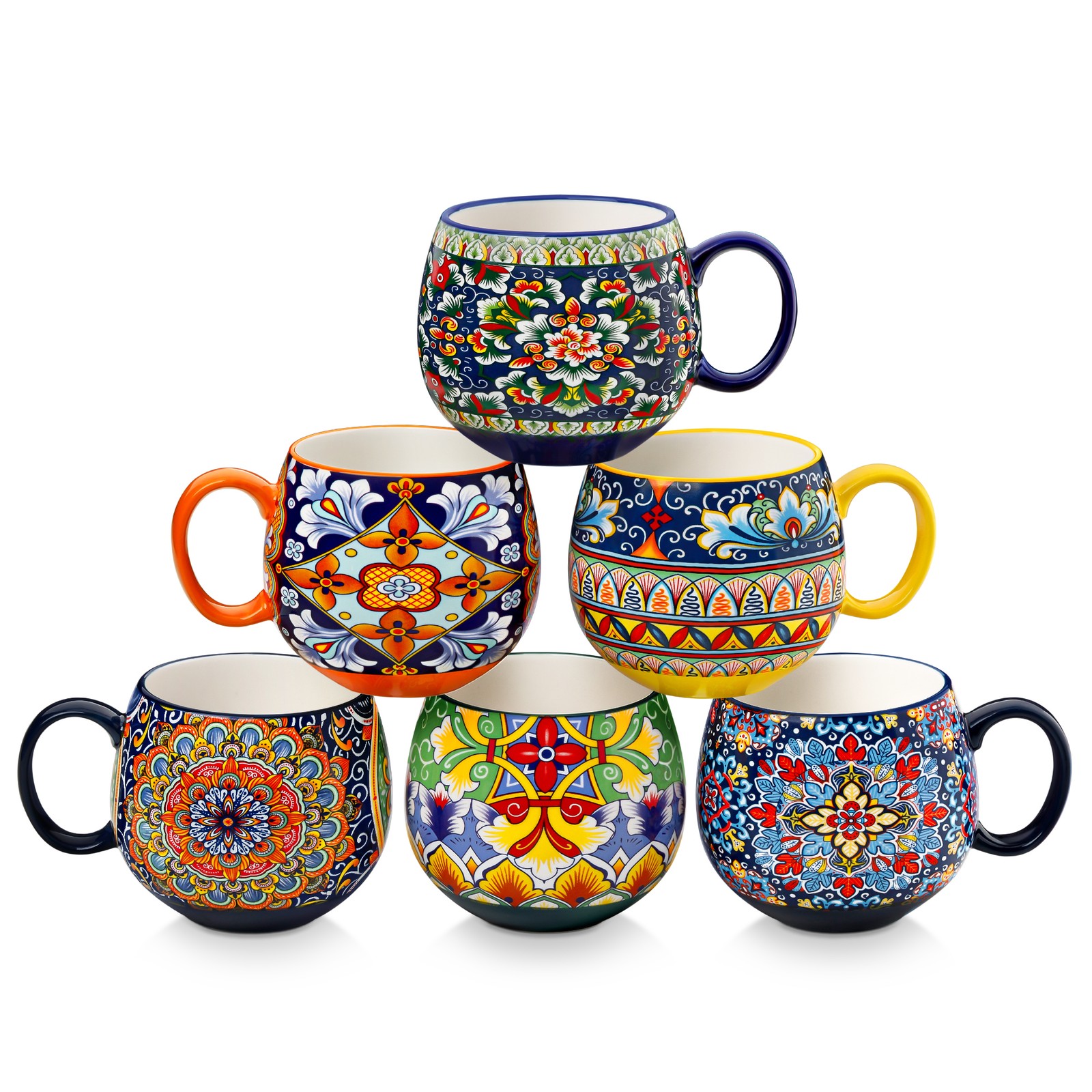 vancasso SIMI 6-Piece Porcelain Boho Style Coffee Mug Set Tea Cup Water Mug Set