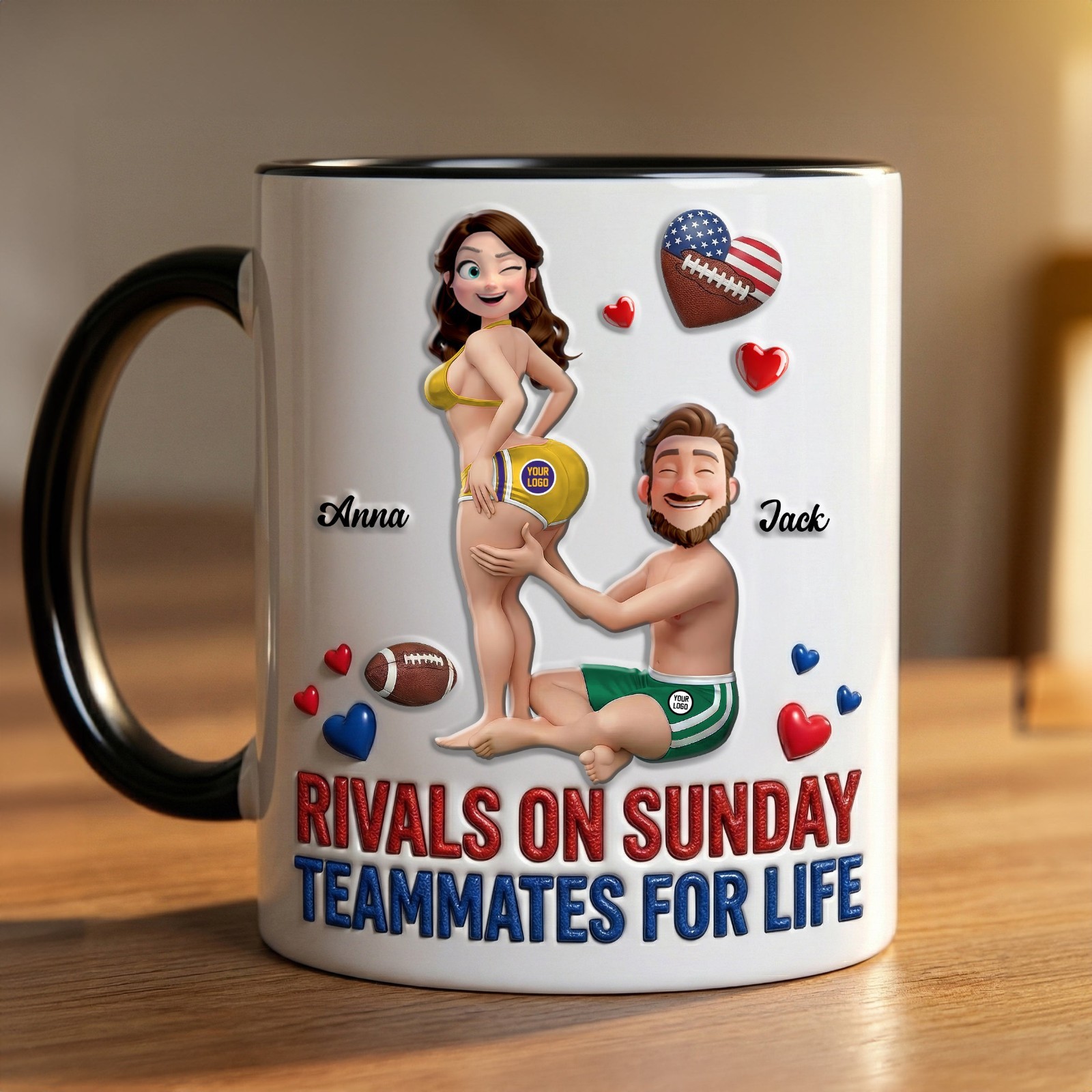 Personalized Sport Couple Accent Mug – Gifts For Couple, Funny Anniversary Gifts