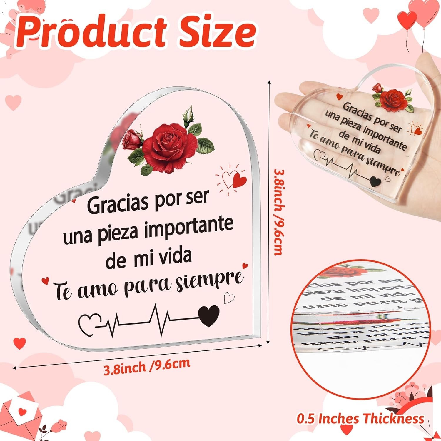 Yopyame Spanish Romantic Acrylic Gifts – Wedding Anniversary I Love You Clear