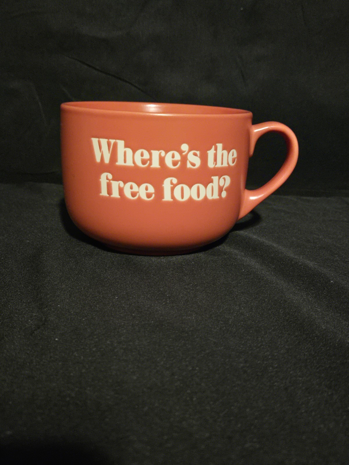 Where’s The Free Food Jumbo Coral Coffee Mug