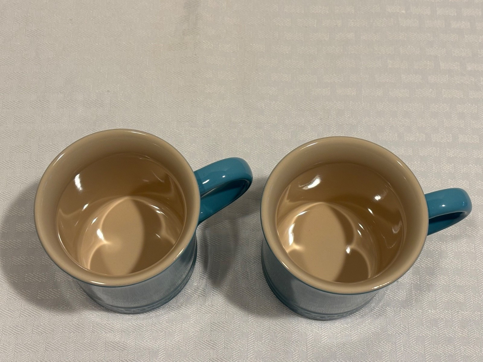 Set of 2 Le Creuset Caribbean Blue Stoneware Mugs 14oz Coffee Cups NEW