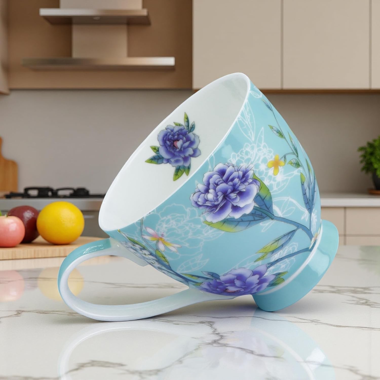 16oz Floral Bone China Mug for Tea & Coffee Lovers Elegant Mugs Daily Use |