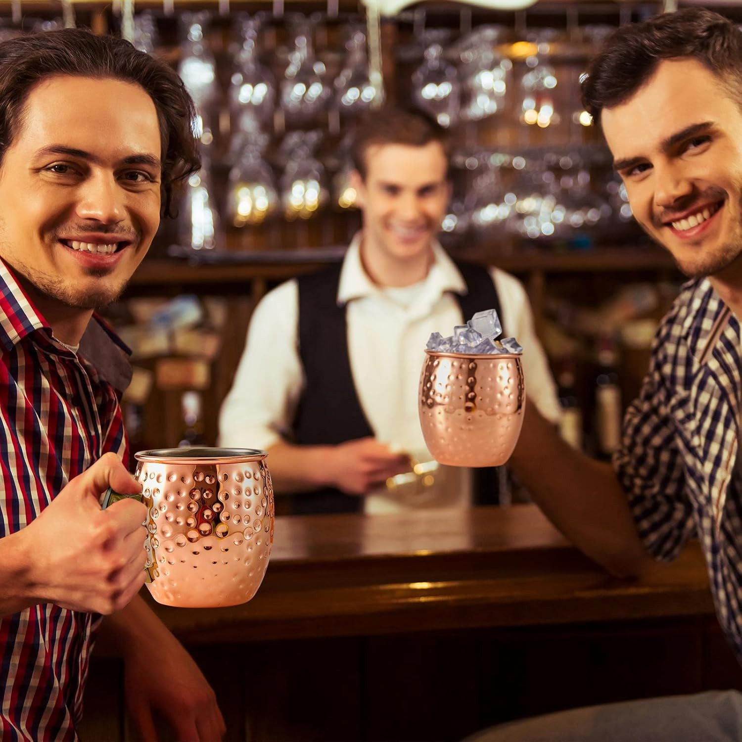 Bulk 20 Pcs Rose Gold Moscow Mule Mugs 19 Oz Hammered Copper Cups