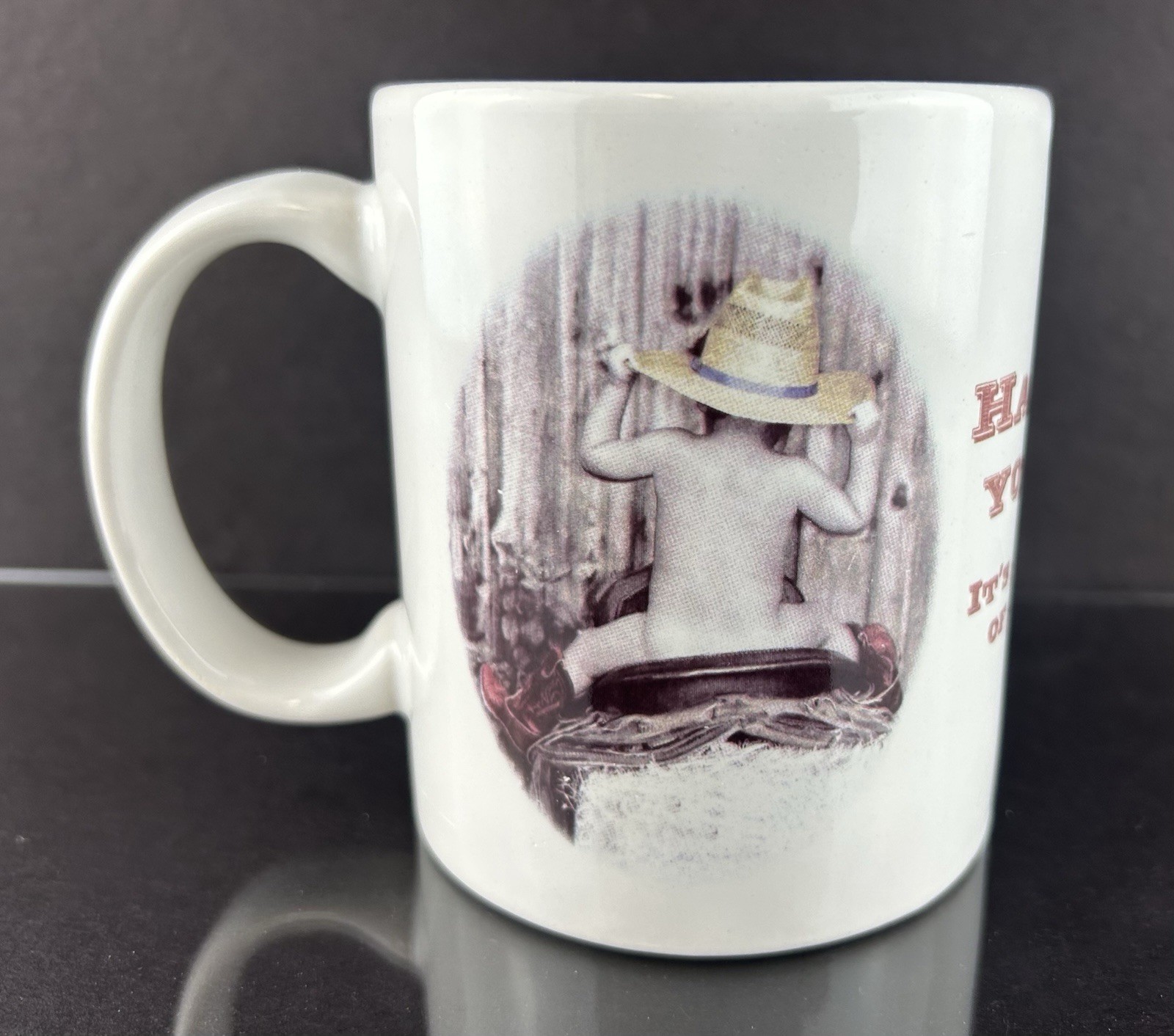 Leanin’ Tree Hang Onto Your Hat Coffee Mug Valerie Tabor-Smith 1994 Funny Mug