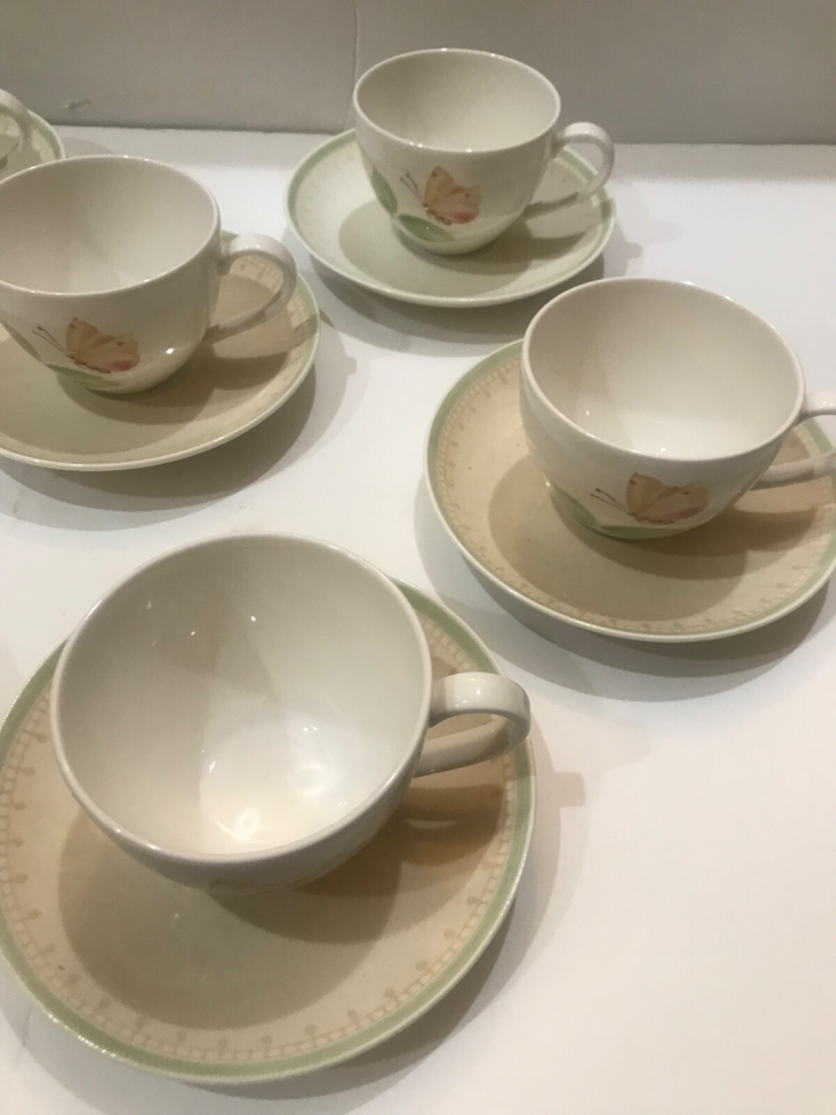 Villeroy Boch Florea Butterfly Set of 6 Tea Cups Made In Luxembourg