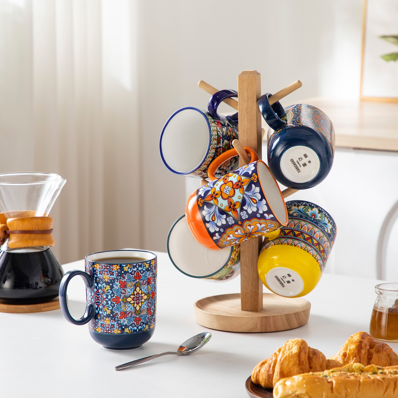 vancasso SIMI 6-Piece Porcelain Boho Style Coffee Mug Set Tea Cup Water Mug Set